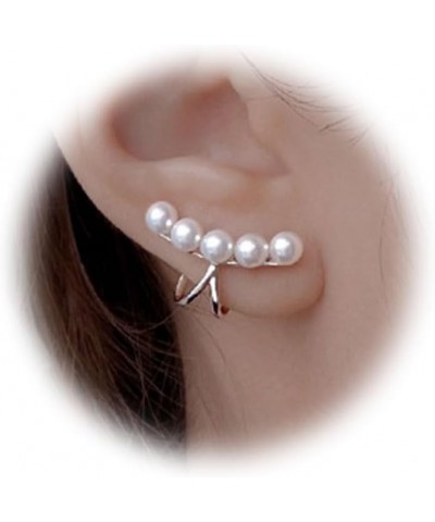 Pearl Ear Cuffs for Women Non Piercing Cartilage Cuff Wrap Clip on Earrings Trendy Pearl Tassel Chain Ear Cuffs Earrings for ...