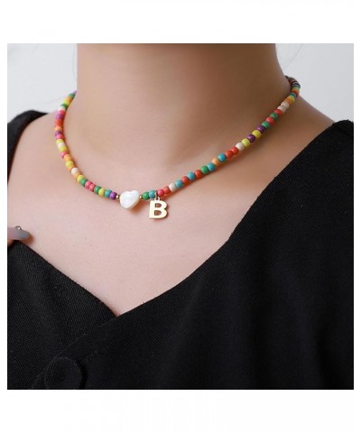 Colorful Beaded Initial Necklaces for Women Trendy Letter Charm Necklace for Women Gold Initial Choker Necklaces Boho Summer ...