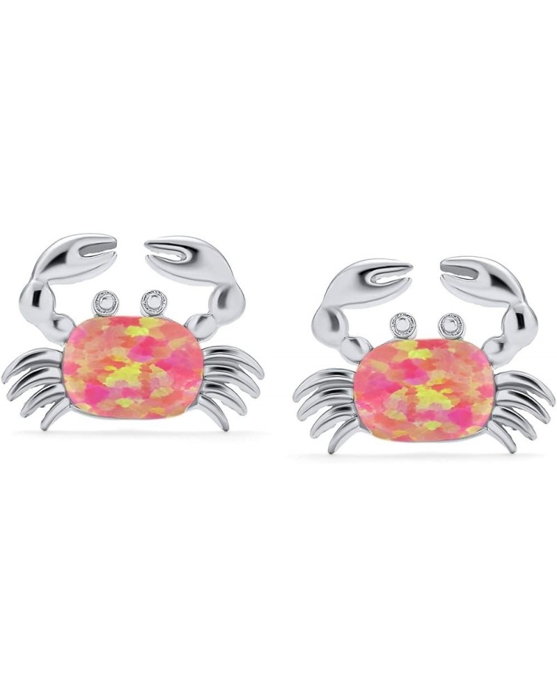 Created Opal In 925 Sterling Silver 14K White Gold Finish Beach Crab Stud Earring for Women's & Girl's Created Opal $35.20 Ea...