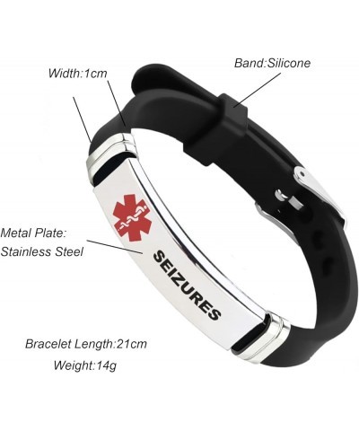 Red Medical Alert ID Bracelet for Women Men's Emergency First Aid Health Alert Laser Engraved Satinless Steel Adjustable Sili...