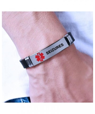 Red Medical Alert ID Bracelet for Women Men's Emergency First Aid Health Alert Laser Engraved Satinless Steel Adjustable Sili...