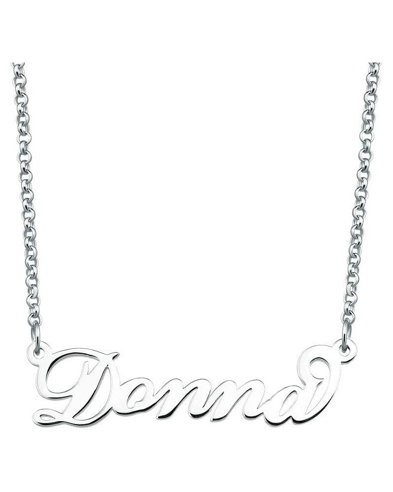 Sterling Silver Custom Name Necklace Donna Nameplate Necklace Personalized Monogram Letter Pendant Silver $14.87 Necklaces