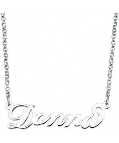 Sterling Silver Custom Name Necklace Donna Nameplate Necklace Personalized Monogram Letter Pendant Silver $14.87 Necklaces