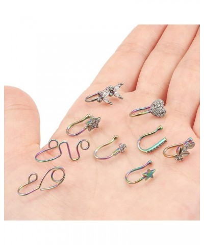 Fake Nose Ring Stud Stainless Steel Faux Nose Piercing Jewelry Clip On Nose Ring Cuffs Non Piercing Nose Hoop Ring for Women ...