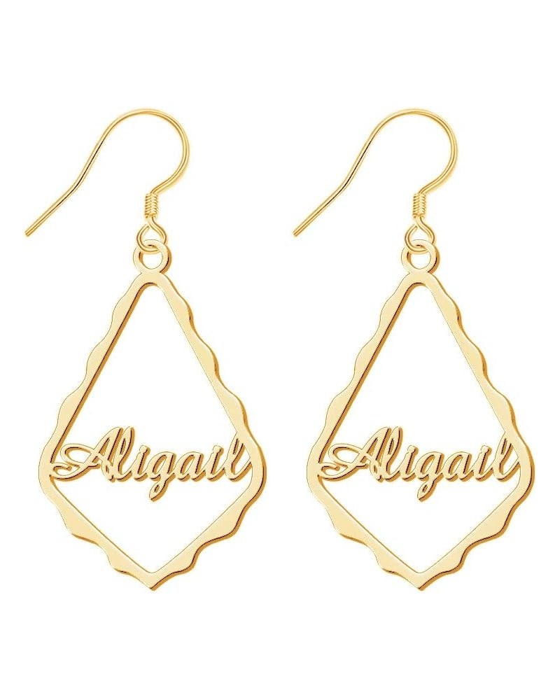 Women Name Earrings Personalized, 18K Gold Custom Bamboo Earrings Dangle Drop Earrings Geometric Hoop Earrings for Women, Gir...