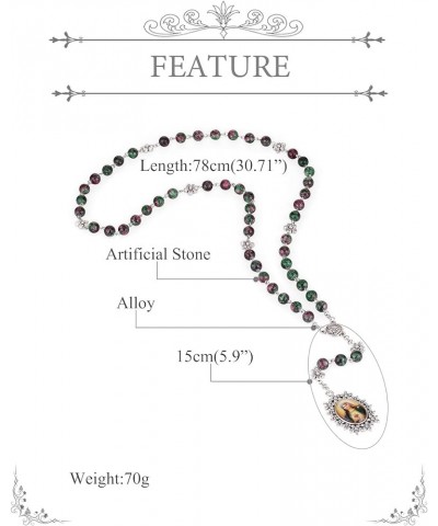 Chaplet Rosary/Servite Rosary of the Seven Sorrows / 7 or 10 Prayer Beads Chain Religious Virgin Mary Pendant Y-Necklace Gree...