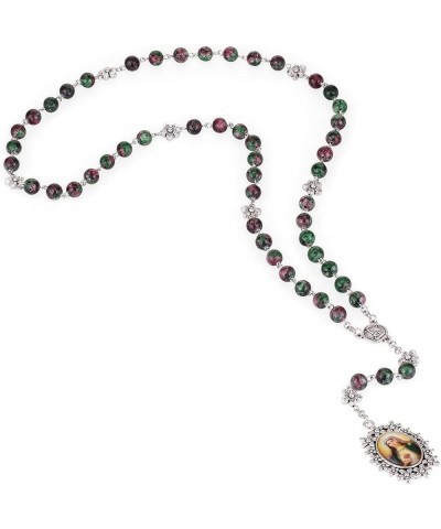 Chaplet Rosary/Servite Rosary of the Seven Sorrows / 7 or 10 Prayer Beads Chain Religious Virgin Mary Pendant Y-Necklace Gree...