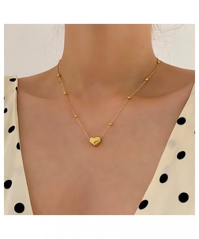 Cute Gold Heart Necklace，Dainty Gold Heart Necklace Tiny 14k Gold Plated Minimalist Heart Pendant Necklaces Silver Small Love...