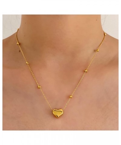 Cute Gold Heart Necklace，Dainty Gold Heart Necklace Tiny 14k Gold Plated Minimalist Heart Pendant Necklaces Silver Small Love...