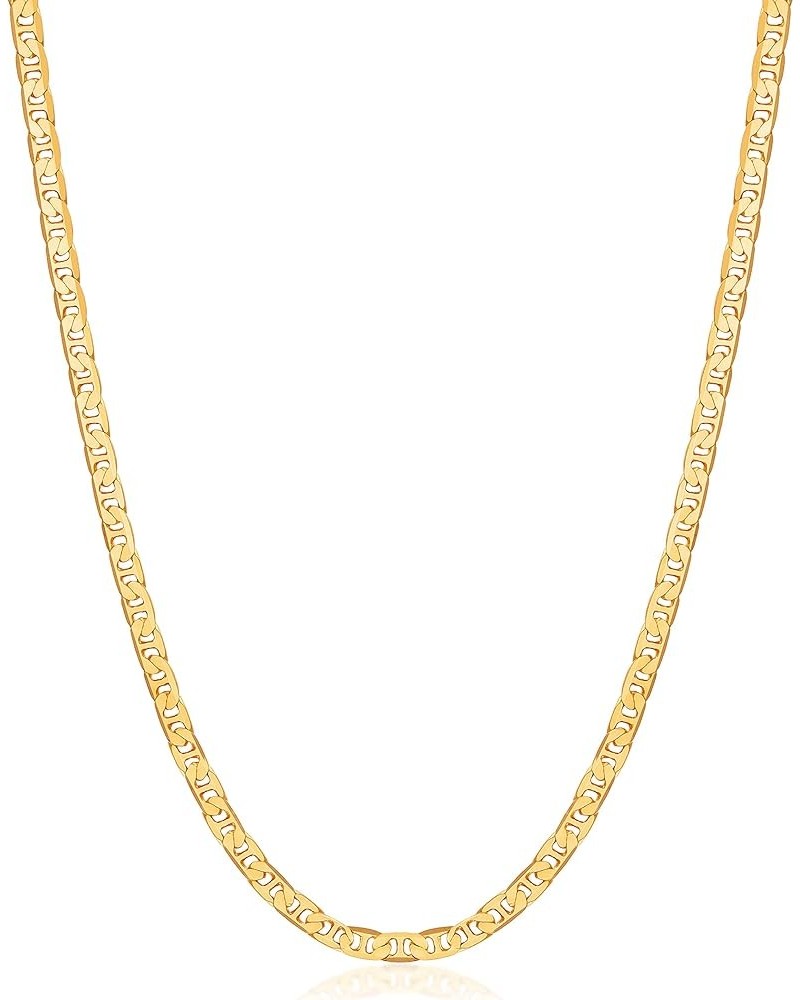 18K Gold Plated Mariner Chain Necklace for Women, Flat Marina Gold Necklace 20 Inches 3.5MM Gold $16.37 Necklaces