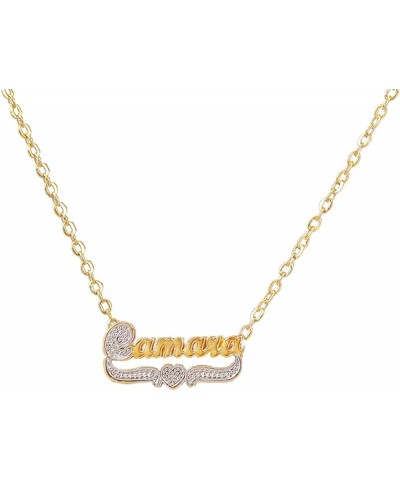 Personalized Custom Name Necklace Double Nameplate Acrylic board Made Any Name Dazzling and Stunning Child-Inter-Gold $17.93 ...