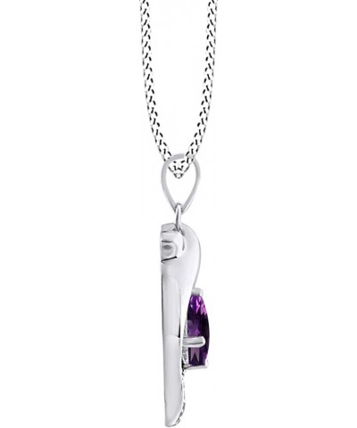 Simulated Birthstones & Cubic Zirconia Dolphin Pendant Necklace 14k White Gold Over Sterling Silver 18" Chain Simulated Ameth...