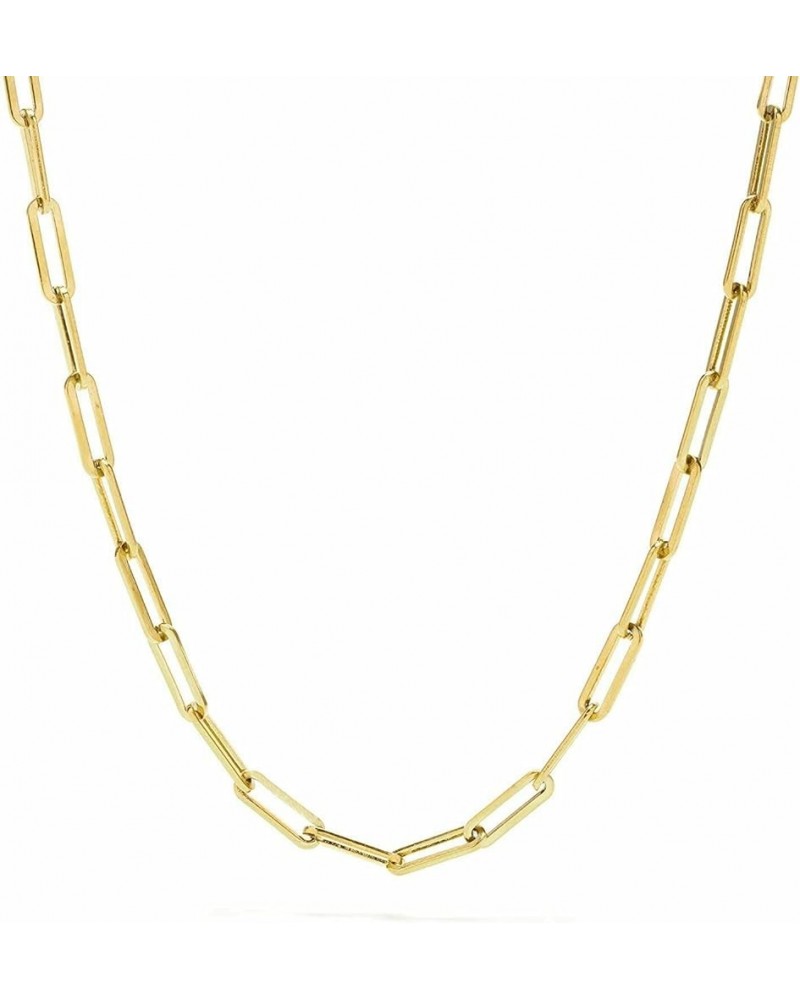 14k Yellow Gold 5mm Paperclip Elongated Rolo Cable Link Chain Pendant Necklace, Womens Jewelry Lobster Clasp 16" 18" 20" 22" ...