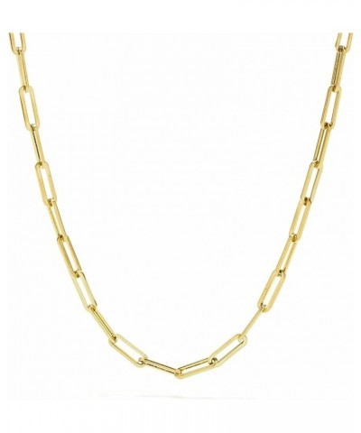 14k Yellow Gold 5mm Paperclip Elongated Rolo Cable Link Chain Pendant Necklace, Womens Jewelry Lobster Clasp 16" 18" 20" 22" ...