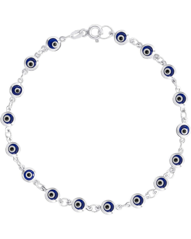 Blue Evil Eye Beads on 925 Sterling Silver Bracelet $12.00 Bracelets