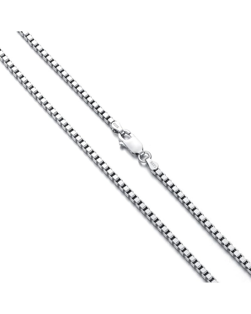 Authentic 925 Sterling Silver Box Chain for Men & Women Diamond Cut Sterling Silver Square Box Chain with Lobster-Claw Clasp,...