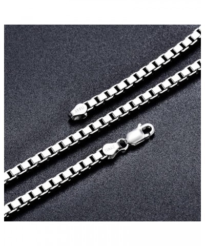 Authentic 925 Sterling Silver Box Chain for Men & Women Diamond Cut Sterling Silver Square Box Chain with Lobster-Claw Clasp,...