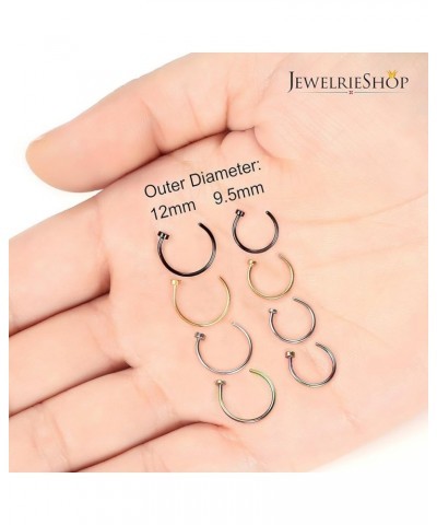 Nose Rings Hoop 20G Stainless Steel Nose Piercing Jewelry Fake Lip Hoop Rings for Women Men 4pcs, 4 Colors $4.35 Body Jewelry