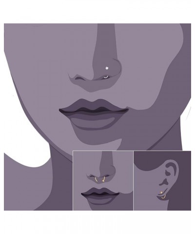 Nose Rings Hoop 20G Stainless Steel Nose Piercing Jewelry Fake Lip Hoop Rings for Women Men 4pcs, 4 Colors $4.35 Body Jewelry