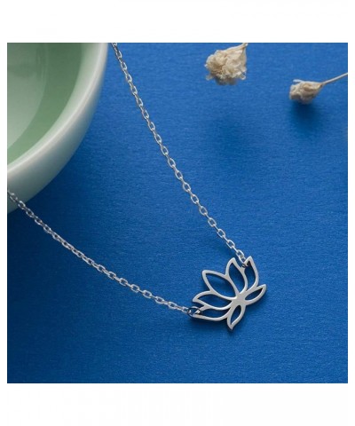 Dainty Lotus Necklace S925 Sterling Silver Yoga Pendant Necklace Graduation Gift for Women Just like the lotus $12.99 Necklaces