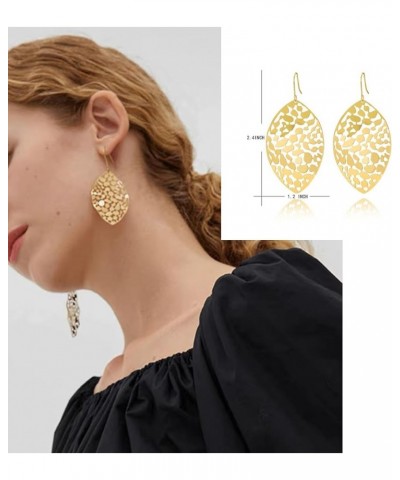 Hollow Leaf Statement Drop Dangle Hoop Earrings for Women, Trendy Dangling Jewelry Hook Earrings For Formal Party Prom Weddin...