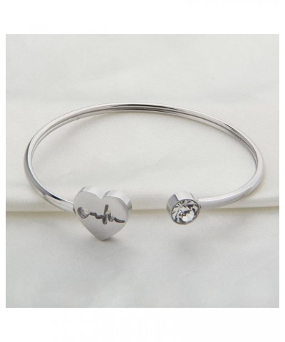 Dainty Heartbeat Stethoscope Cuff Bracelet Nursing Jewelry Nurses Week Gifts For Women Girls heartbeat bracelet 2 silver $7.4...