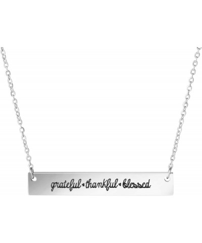 Necklaces for Women Inspirational Stainless Steel Pendant Bar Necklace Girls Gift Jewelry grateful thankful blessed $9.10 Nec...