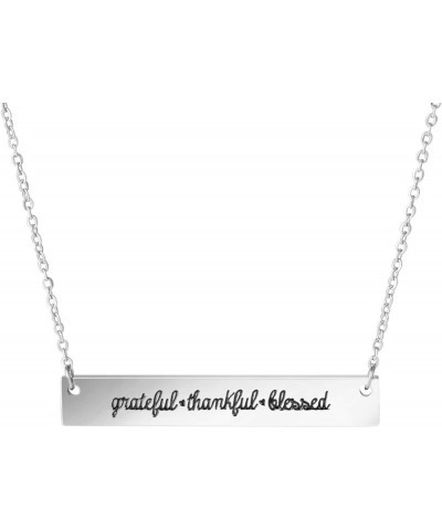 Necklaces for Women Inspirational Stainless Steel Pendant Bar Necklace Girls Gift Jewelry grateful thankful blessed $9.10 Nec...