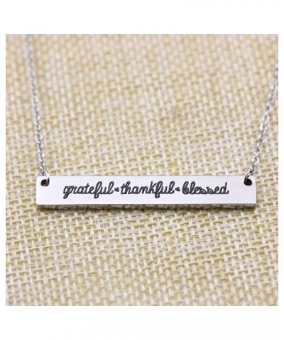 Necklaces for Women Inspirational Stainless Steel Pendant Bar Necklace Girls Gift Jewelry grateful thankful blessed $9.10 Nec...