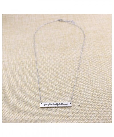 Necklaces for Women Inspirational Stainless Steel Pendant Bar Necklace Girls Gift Jewelry grateful thankful blessed $9.10 Nec...