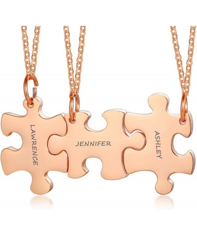 Personalized Necklace Custom 2/3/4/5/6 Pieces Matching Puzzle Piece BFF Friendship Necklaces Set, Stainless Steel Best Friend...