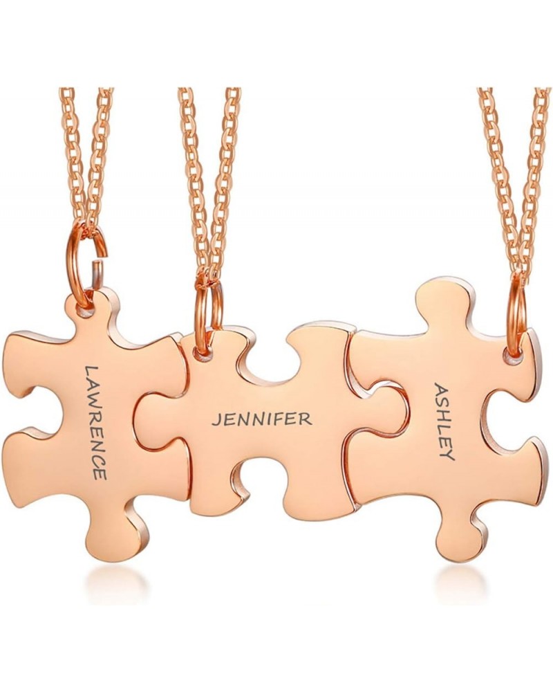 Personalized Necklace Custom 2/3/4/5/6 Pieces Matching Puzzle Piece BFF Friendship Necklaces Set, Stainless Steel Best Friend...