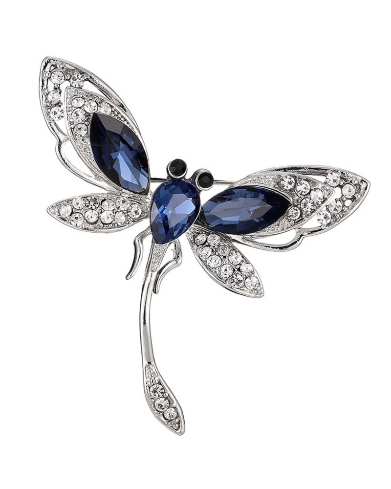 Rhinestone Dragonfly Brooch Pin Blue Crystal Insect Dragonfly Pin Elegant Wedding Bridal Corsage Brooch Sparkly Rhinestone Cr...