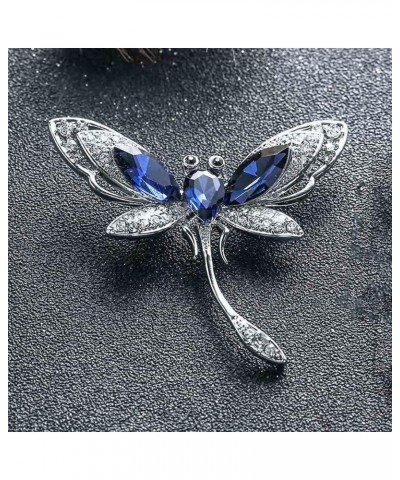 Rhinestone Dragonfly Brooch Pin Blue Crystal Insect Dragonfly Pin Elegant Wedding Bridal Corsage Brooch Sparkly Rhinestone Cr...