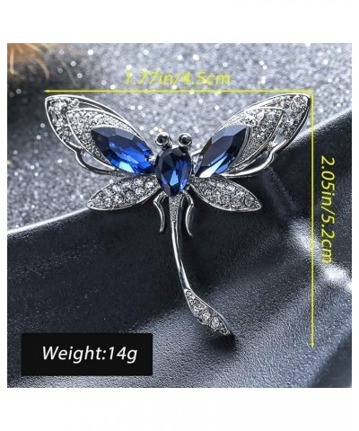 Rhinestone Dragonfly Brooch Pin Blue Crystal Insect Dragonfly Pin Elegant Wedding Bridal Corsage Brooch Sparkly Rhinestone Cr...