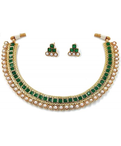 Gold Plated Indian Wedding Bollywood Multi Choker Necklace Jewellery Set For Women/Girls (MC119-1) Green $15.81 Jewelry Sets