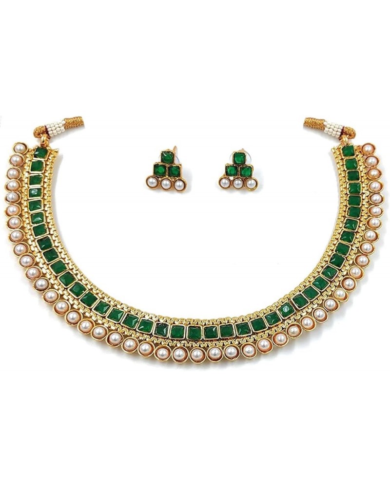 Gold Plated Indian Wedding Bollywood Multi Choker Necklace Jewellery Set For Women/Girls (MC119-1) Green $15.81 Jewelry Sets