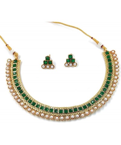 Gold Plated Indian Wedding Bollywood Multi Choker Necklace Jewellery Set For Women/Girls (MC119-1) Green $15.81 Jewelry Sets