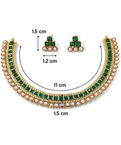 Gold Plated Indian Wedding Bollywood Multi Choker Necklace Jewellery Set For Women/Girls (MC119-1) Green $15.81 Jewelry Sets