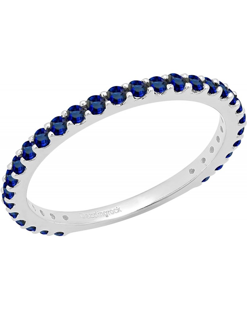 Round Lab Created Blue Sapphire Eternity Style Wedding Band for Women in 10K Gold 4.5 White Gold $83.94 Rings