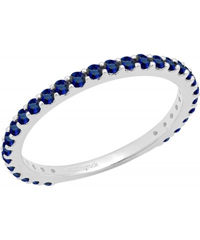 Round Lab Created Blue Sapphire Eternity Style Wedding Band for Women in 10K Gold 4.5 White Gold $83.94 Rings