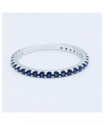 Round Lab Created Blue Sapphire Eternity Style Wedding Band for Women in 10K Gold 4.5 White Gold $83.94 Rings