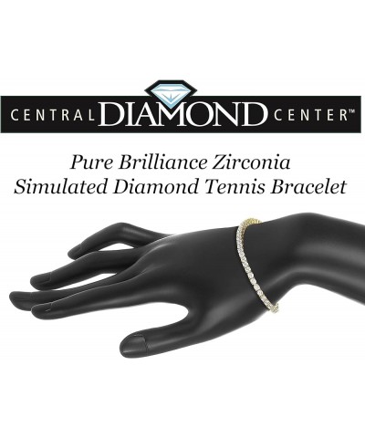 Simulated Diamond Tennis Bracelet, Pure Brilliance Zirconia, Sterling Silver 5.0ct, 7.50ct, 10ct, 17.50ct, 22ct 7" yellow gol...