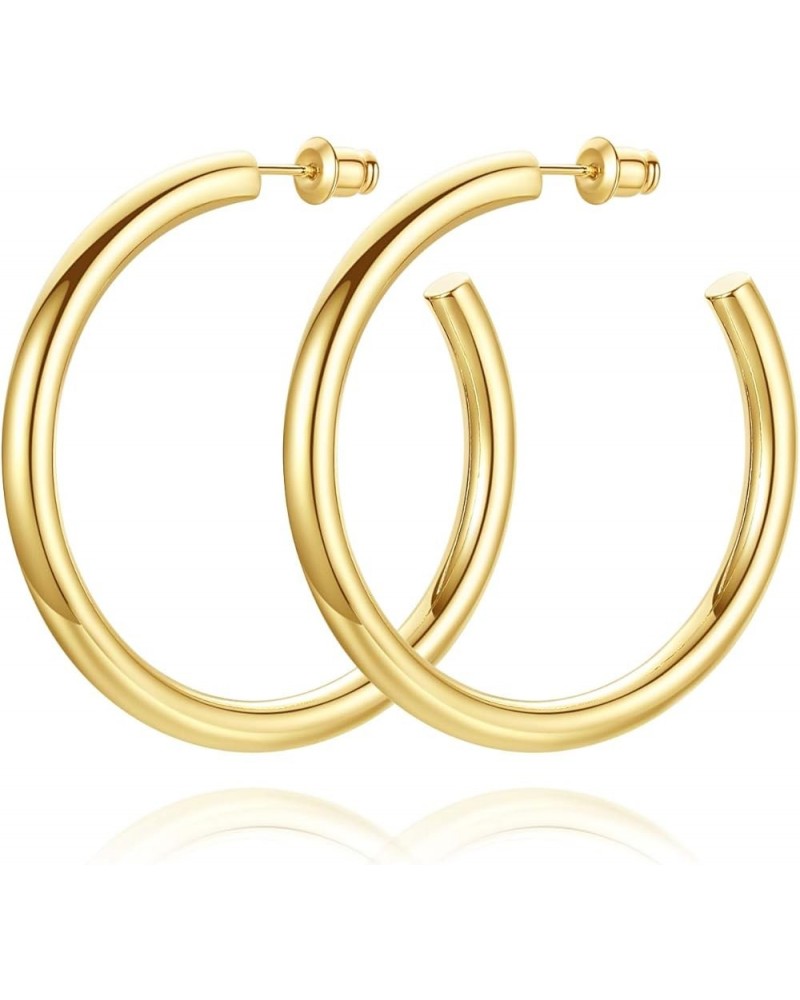 14K Gold Plated Chunky Gold Hoops High Polished Gold Hoop Earrings for Women Diameter 45mm Gold Hoop Earrings $10.44 Earrings