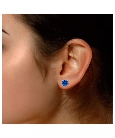 Round Shape Stud Earrings In 14K Rose Gold Over Sterling Silver (4 Ct) Simulated blue-topaz $24.29 Earrings