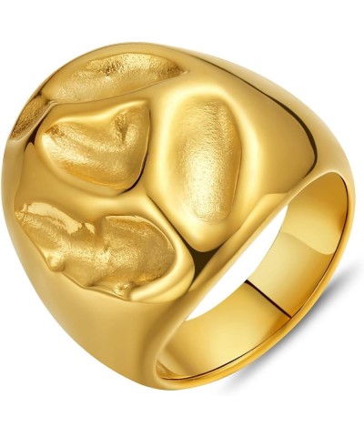 Chunky Gold Statement Ring for Women Thick Dome Twisted Irregular 18K Gold Plated Band Rings 6 Gold Lava Sunken $10.92 Rings