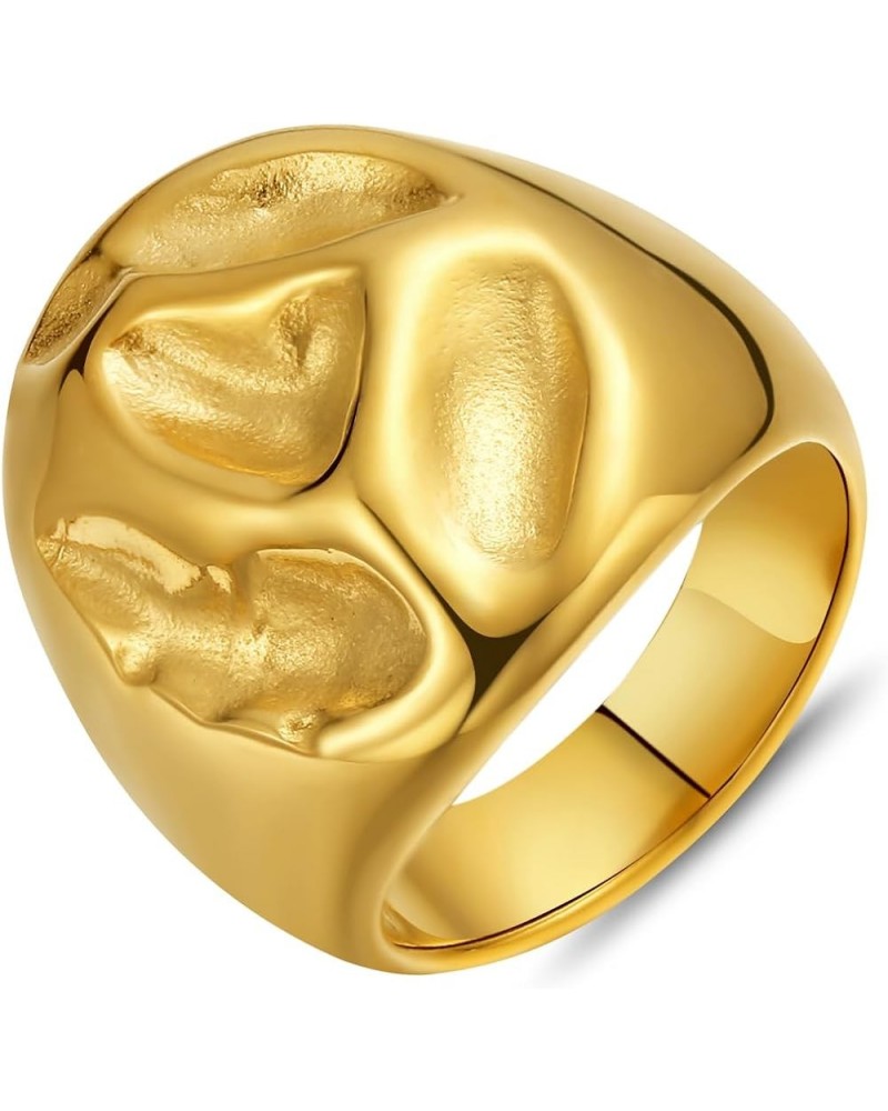 Chunky Gold Statement Ring for Women Thick Dome Twisted Irregular 18K Gold Plated Band Rings 6 Gold Lava Sunken $10.92 Rings