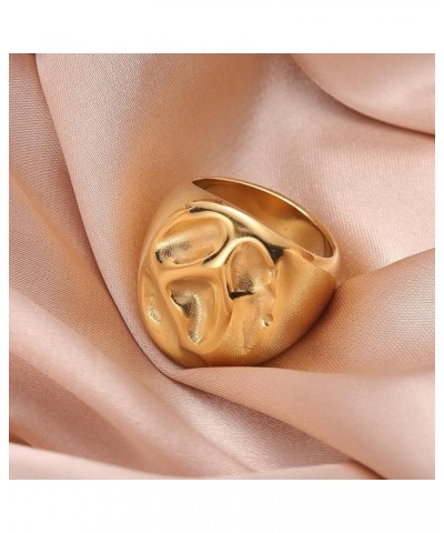 Chunky Gold Statement Ring for Women Thick Dome Twisted Irregular 18K Gold Plated Band Rings 6 Gold Lava Sunken $10.92 Rings