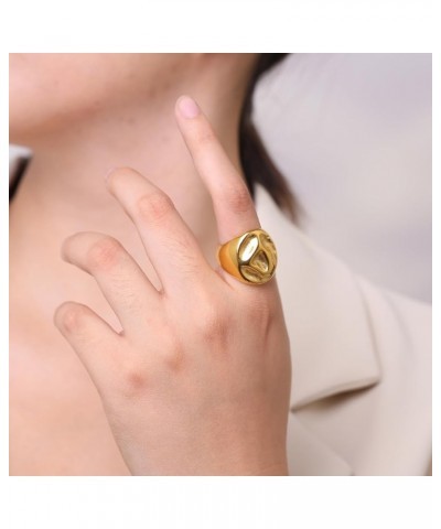 Chunky Gold Statement Ring for Women Thick Dome Twisted Irregular 18K Gold Plated Band Rings 6 Gold Lava Sunken $10.92 Rings