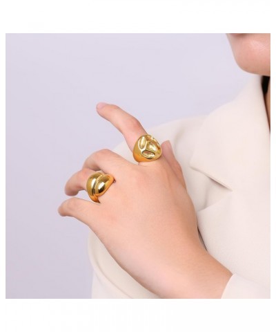 Chunky Gold Statement Ring for Women Thick Dome Twisted Irregular 18K Gold Plated Band Rings 6 Gold Lava Sunken $10.92 Rings